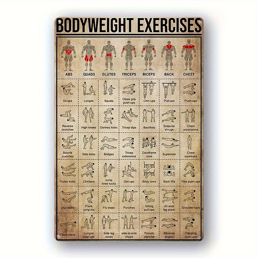 Vintage Bodyweight Exercises Metal Sign